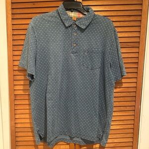 Tailor Vintage Men’s Blue and White Polka Dot Business Casual Polo Sz XL